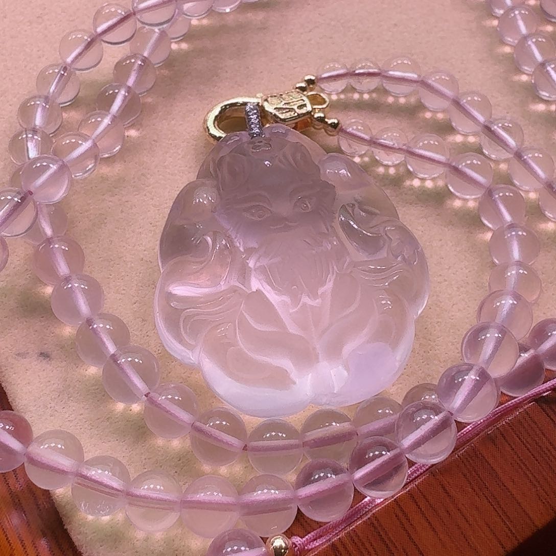 水晶颈饰未镶嵌天然水晶狐狐吊坠