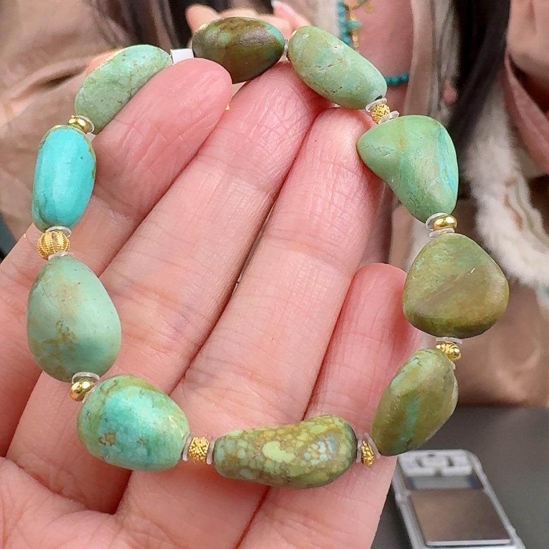 绿松石珠宝奇石18K金镶嵌