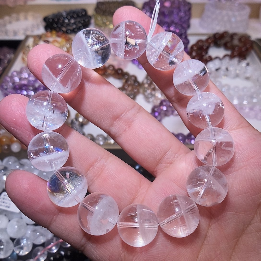水晶未镶嵌手链白幽灵15mm