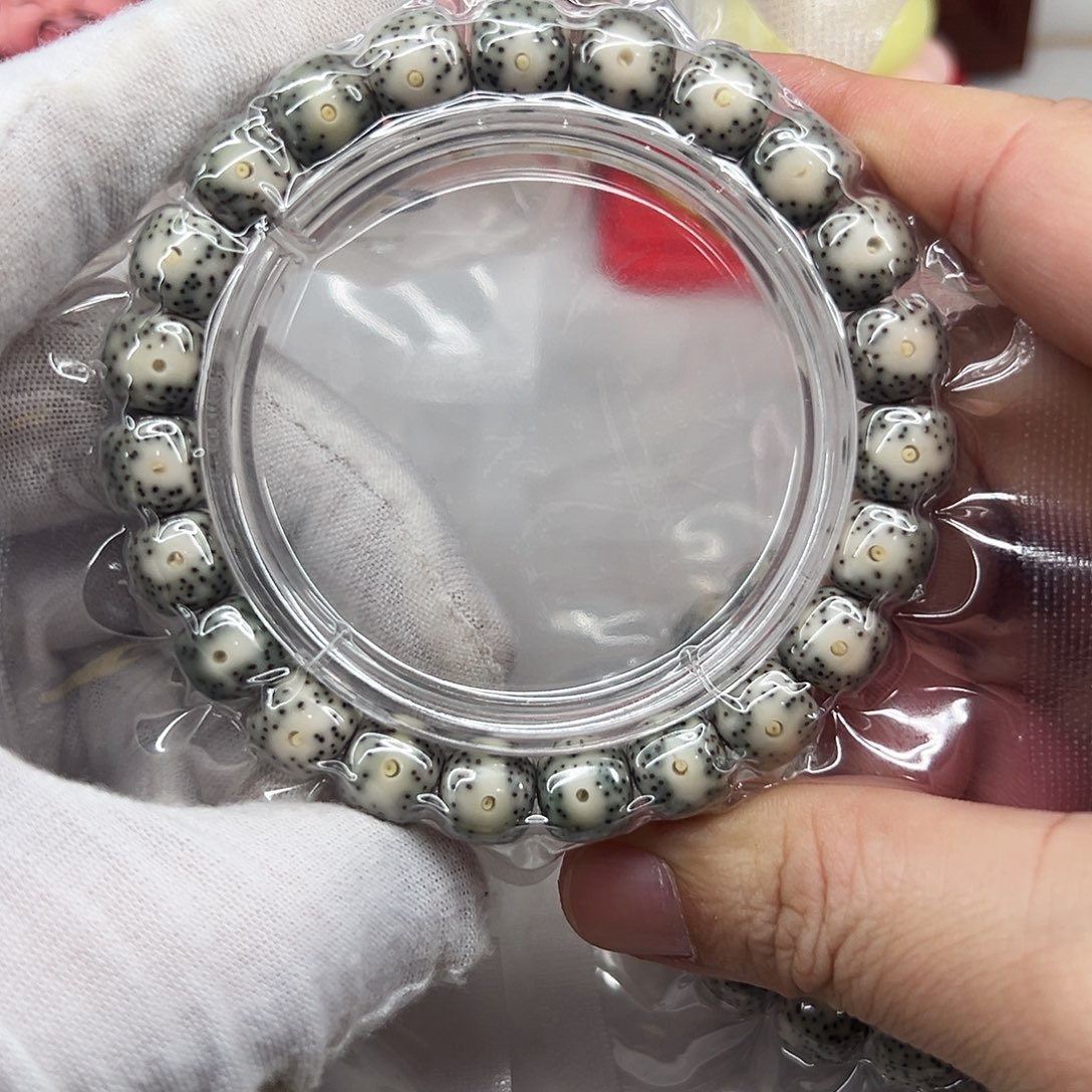 吊坠星月菩提10×9瓷白青花大眼睛黄金瞳25