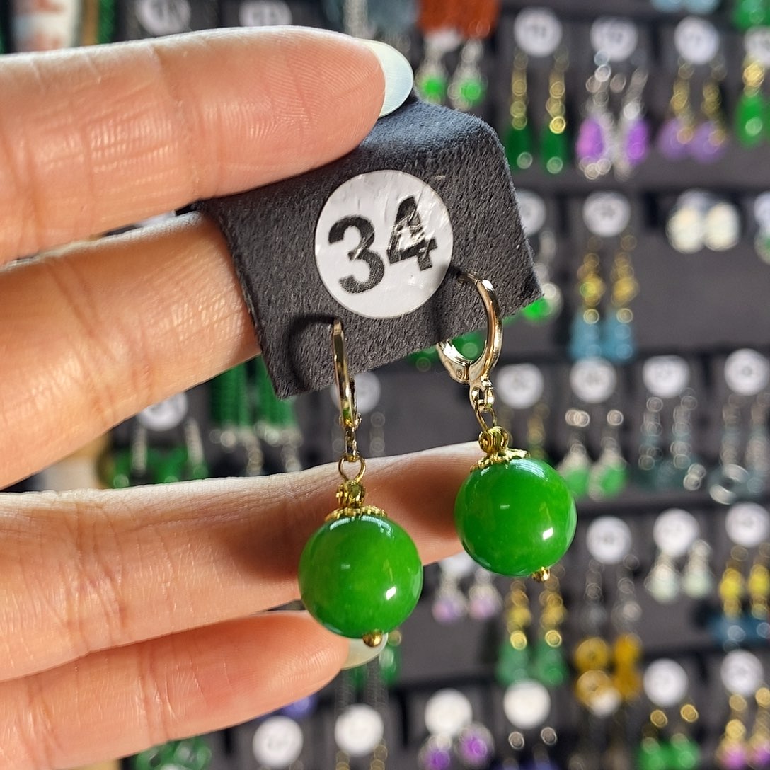 银S925镶嵌翡翠耳饰34