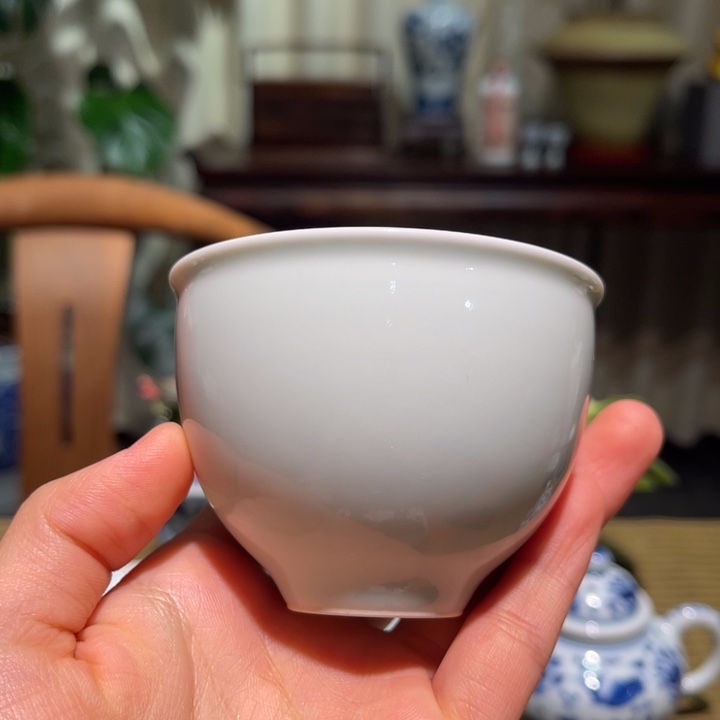 杯浣溪龙窑甜白釉手握杯