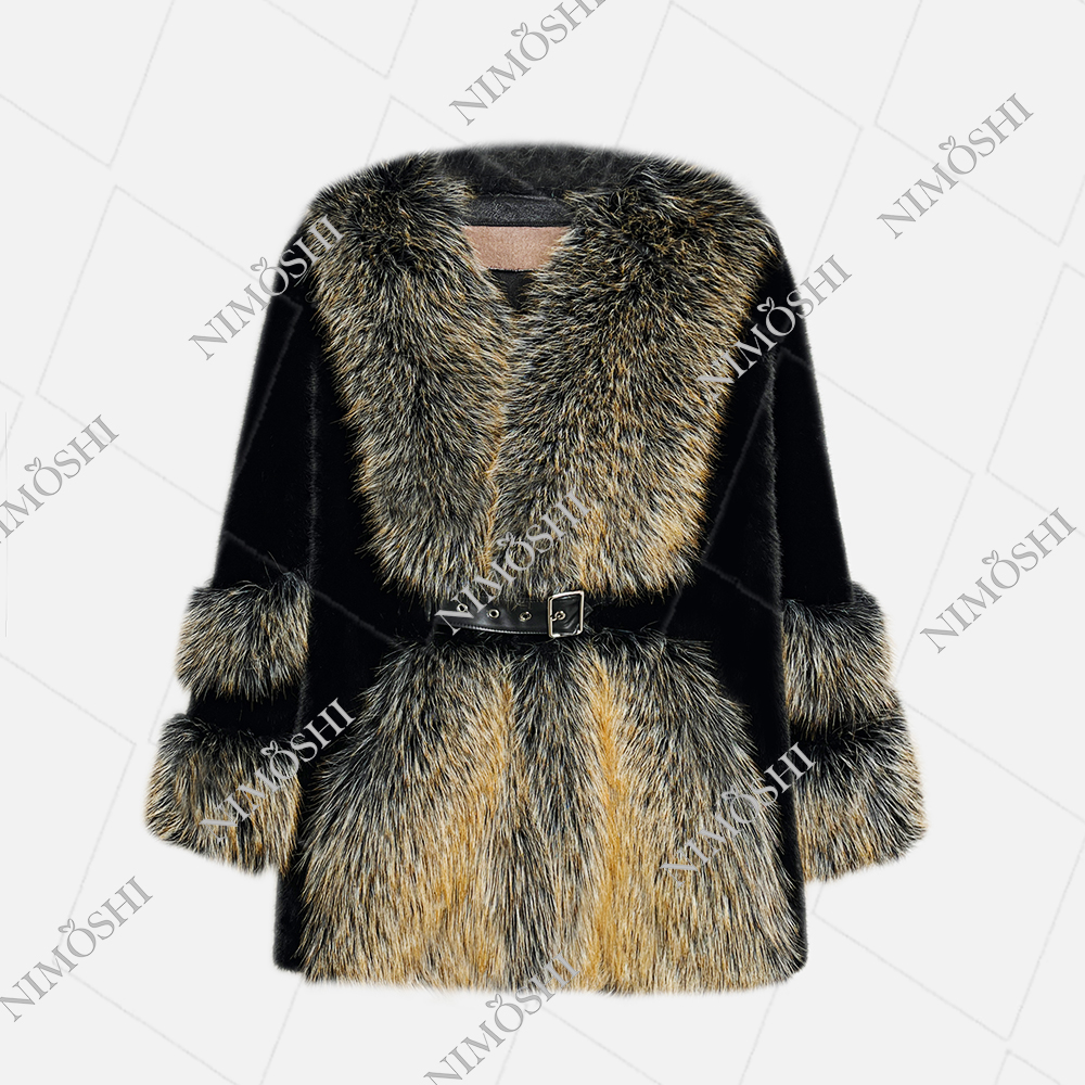 NIMðSHI【娴儿专属】中长款拼接高级感轻奢百搭款毛毛外套女L5022