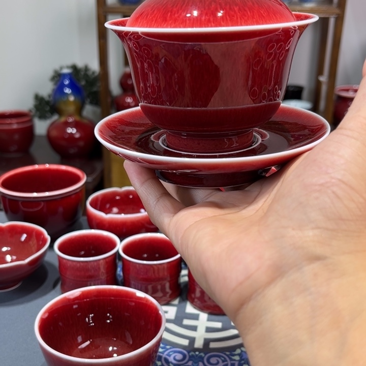 景德镇浅行三才元宝盖碗福利