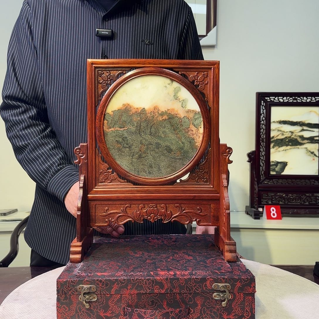 石材天然大理石画屏风30×36