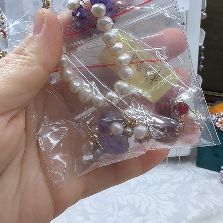 淡水珍珠耳饰银S925镶嵌