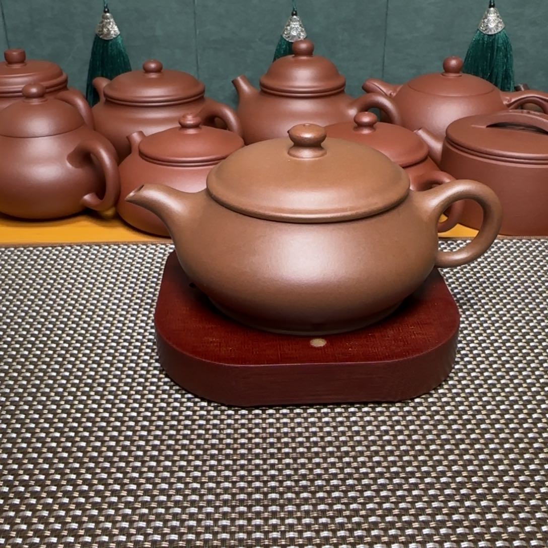 知***乐茶壶紫砂革紫泥明炉壶220ml