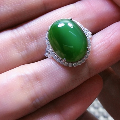 和田玉戒指银S925镶嵌