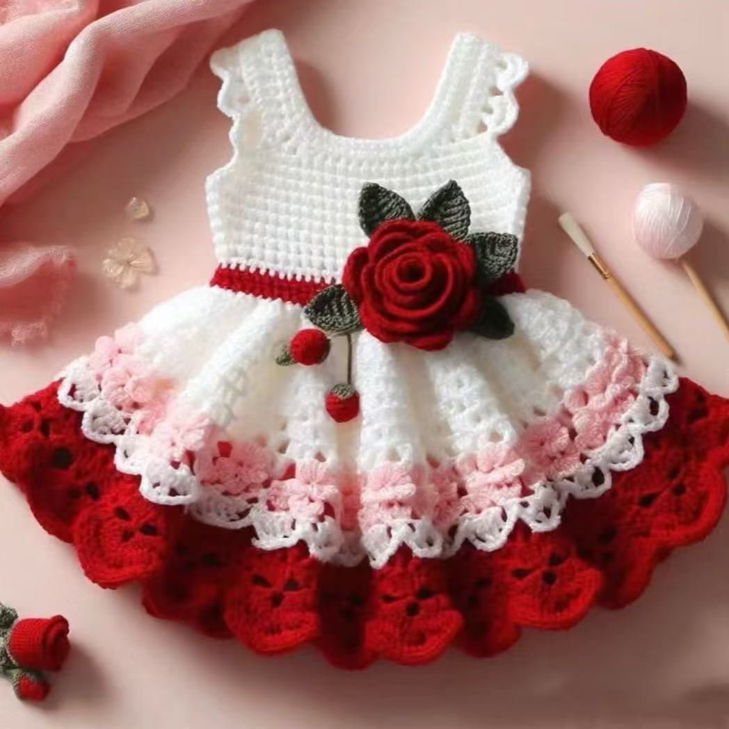 钩针四股线在逃公主连衣裙手工diy毛线包无教程