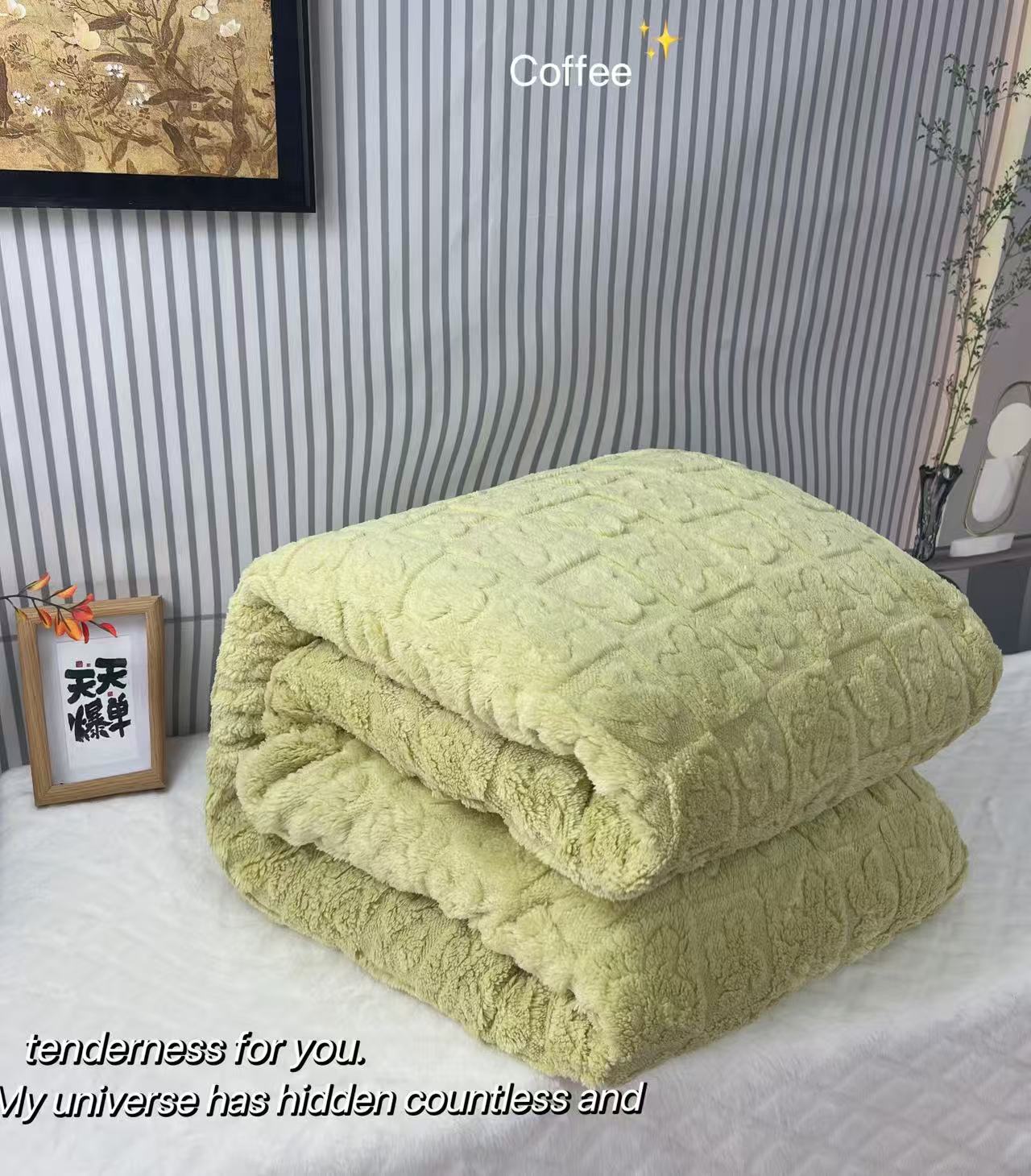 【冬季被套】果绿色提花AA面加厚被套.200x150速热款.柔软.保暖可盖