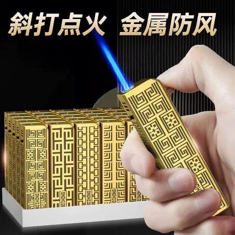 金属斜打直冲防风打火机高颜值便携新款高档时尚复古电子广告