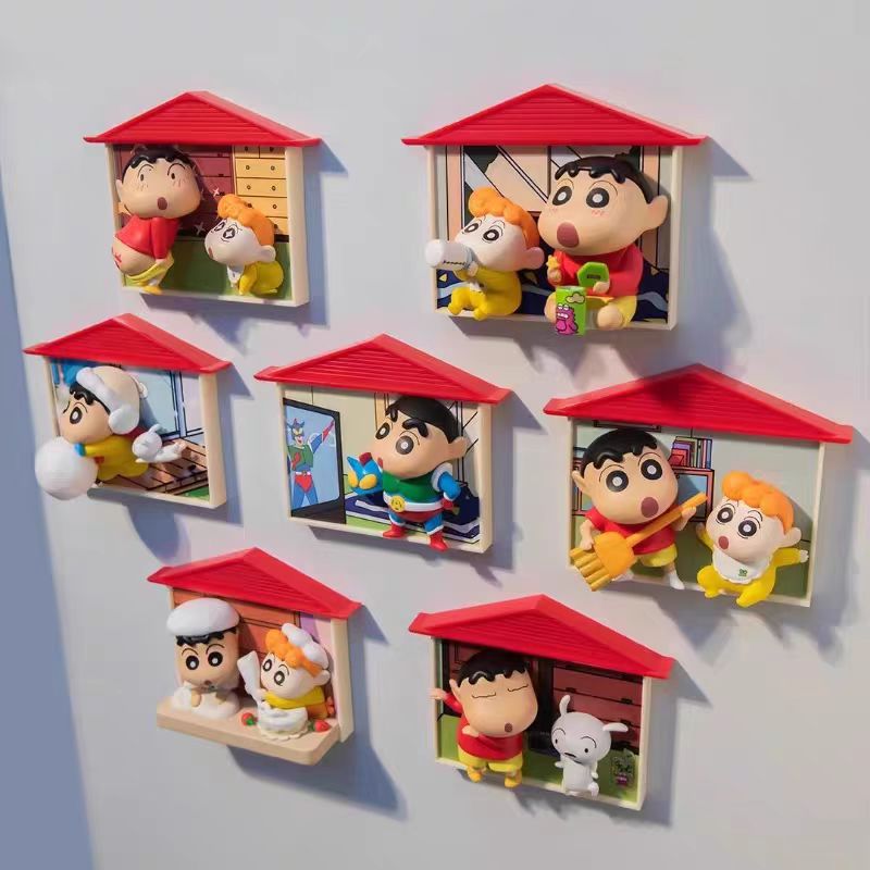 蜡笔小新野原家手办冰箱贴盲盒
