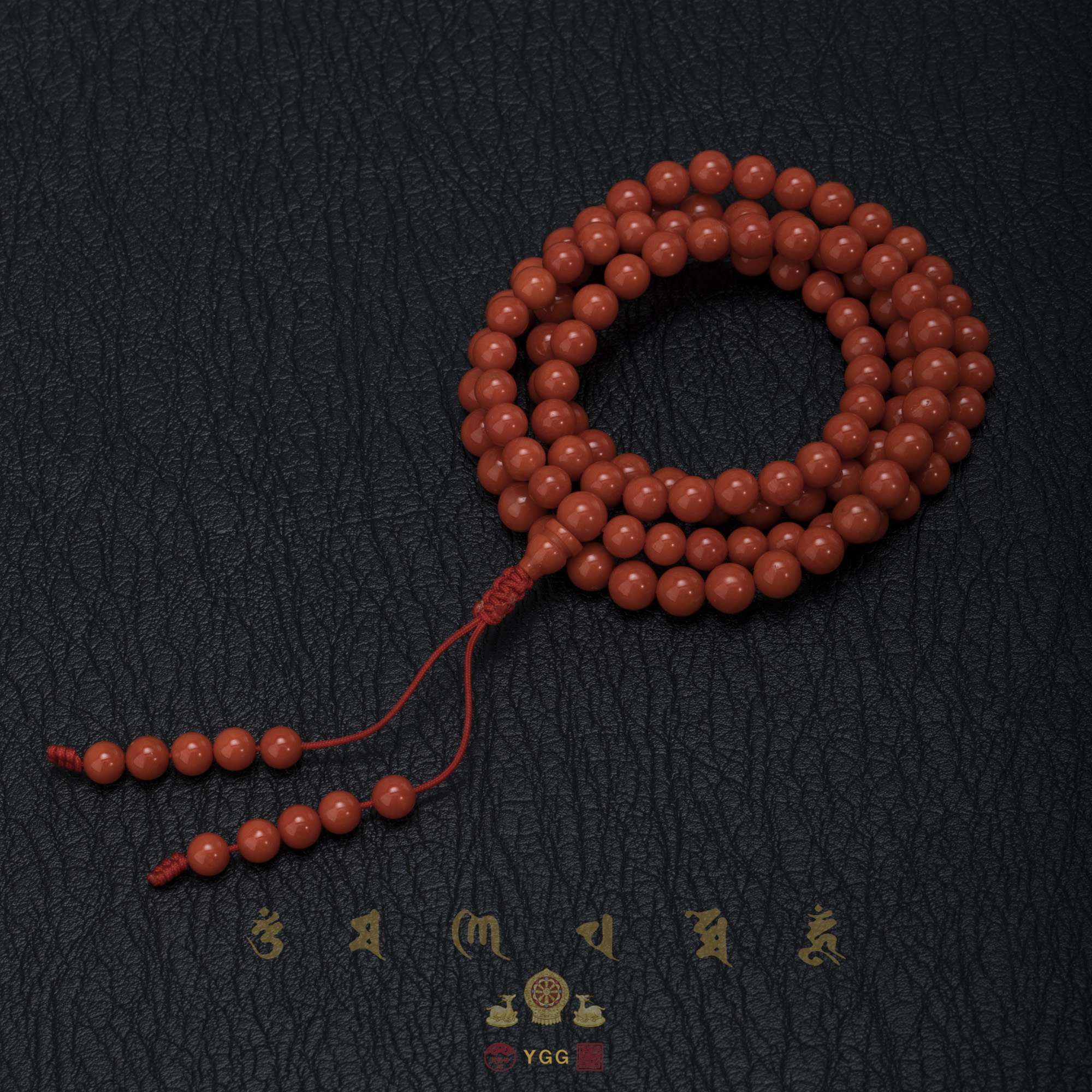 员格格/1天然红珊瑚圆珠108项链/XKDW11（多样性发）