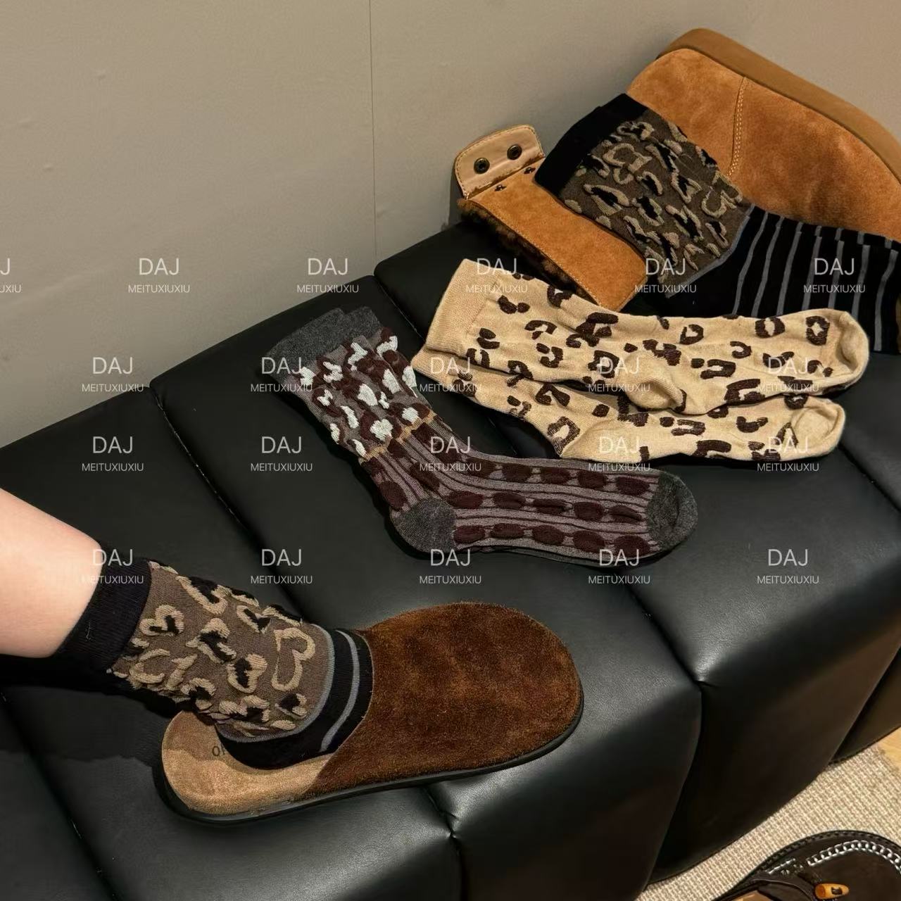 【粉丝专属】豹纹的快乐是秋天的堆堆袜SW-B908