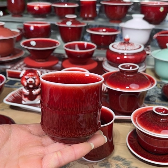 景德镇陶瓷红马坊竹节杯