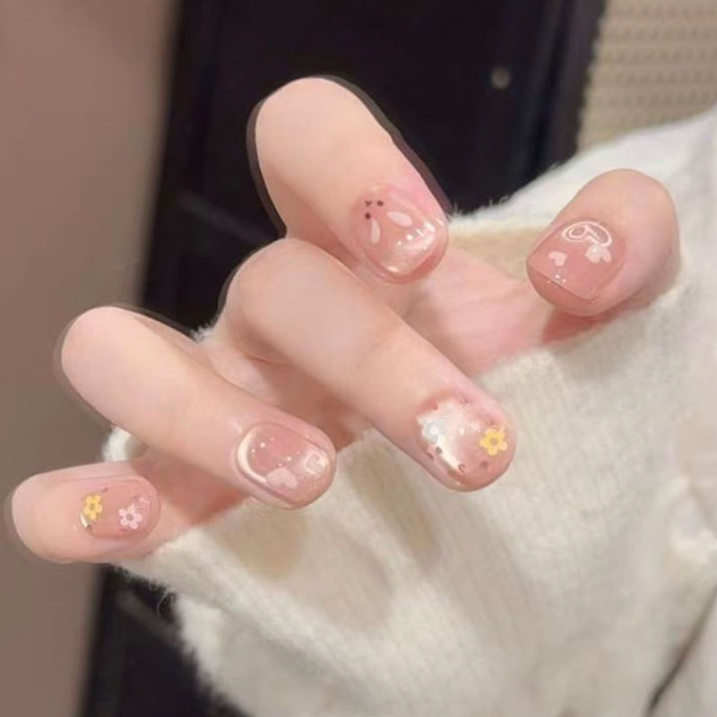 【遇见小兔】手工穿戴甲 爱心猫眼手绘兔兔美甲 少女活力百搭款