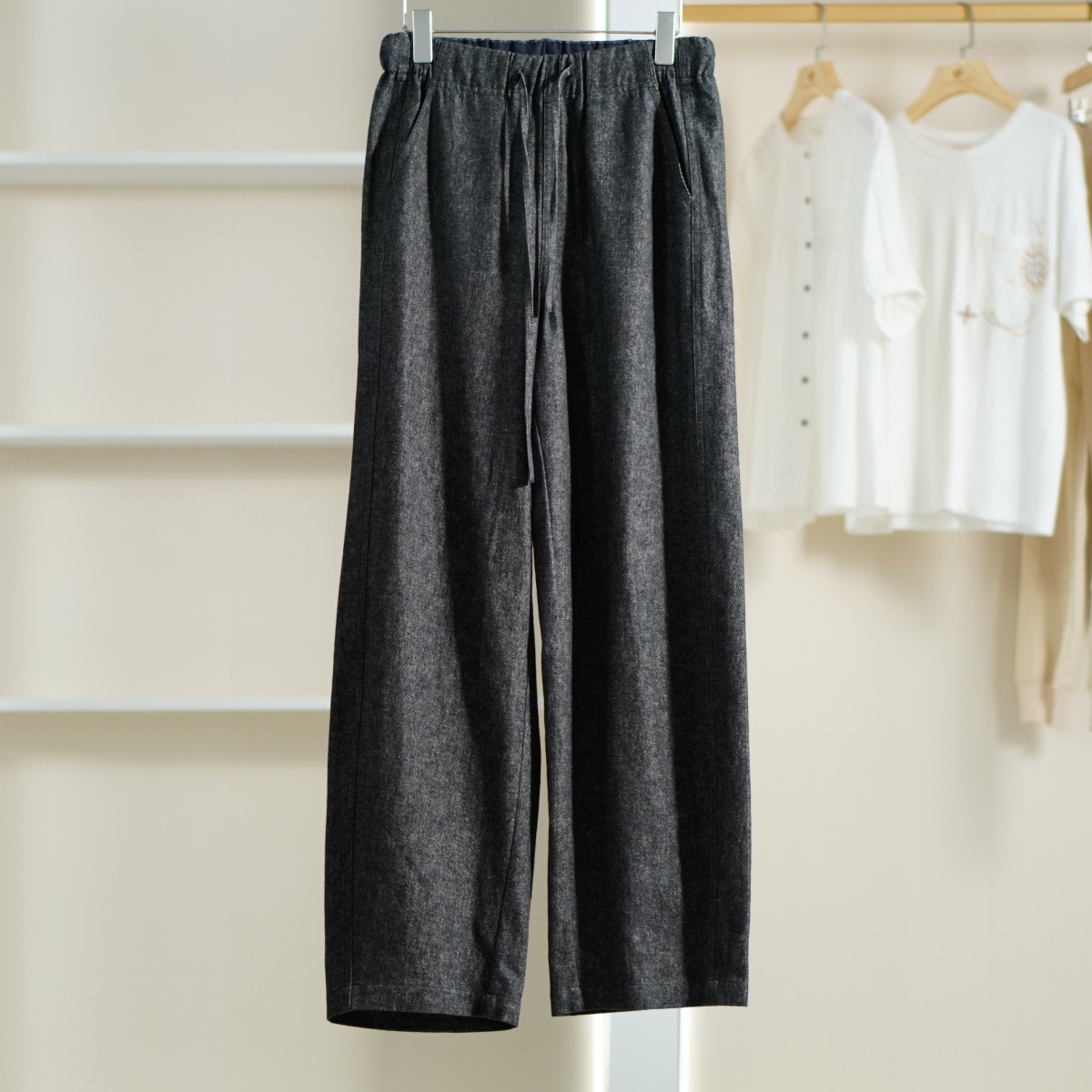 【魏W.D】E168 女装春简约阔腿休闲裤灰色2K23172RS