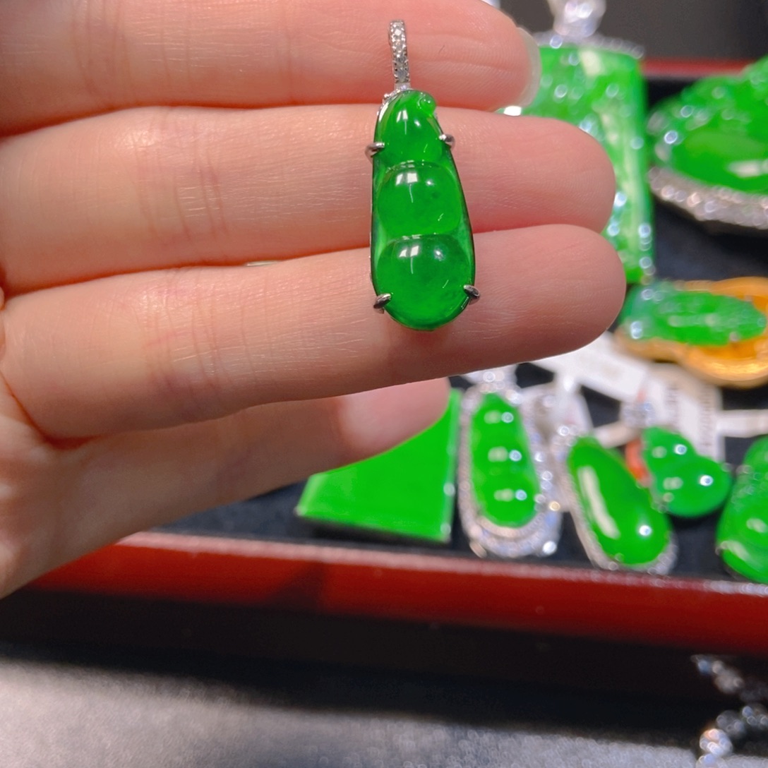 翡翠银S925镶嵌吊坠(不含链)