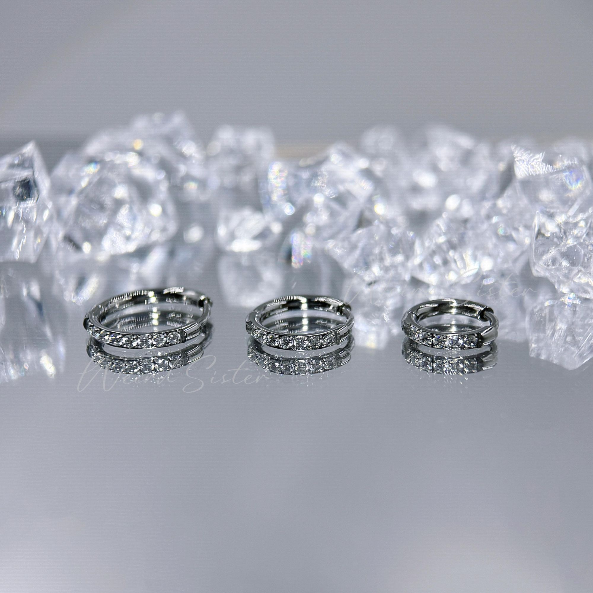 合金耳饰 F136钛合金镶钻闭口搭扣环16G/18G鼻环唇环防过敏免摘