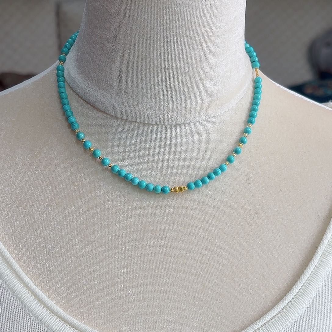 绿松石18K金镶嵌珠宝奇石