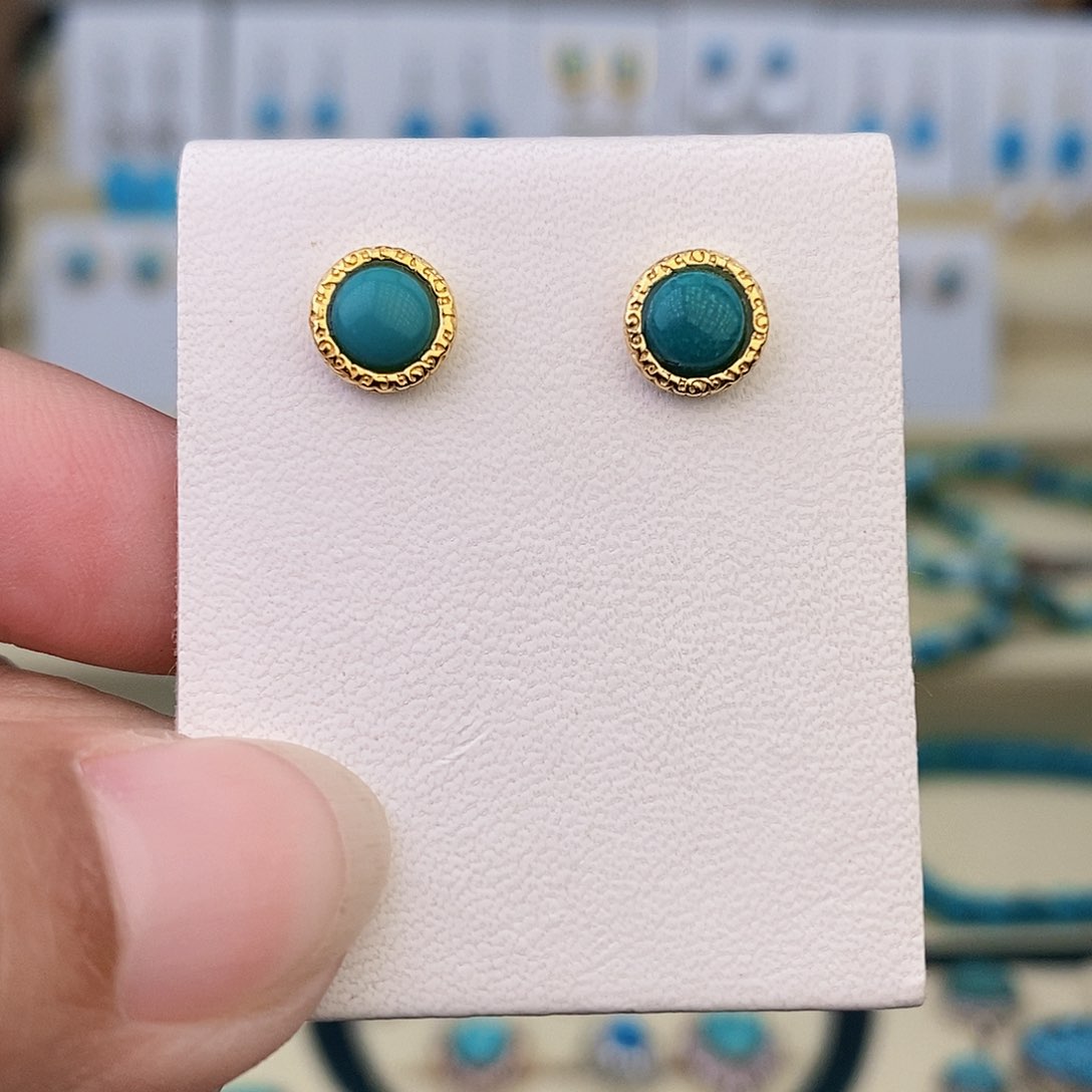 银S925镶嵌绿松石耳饰
