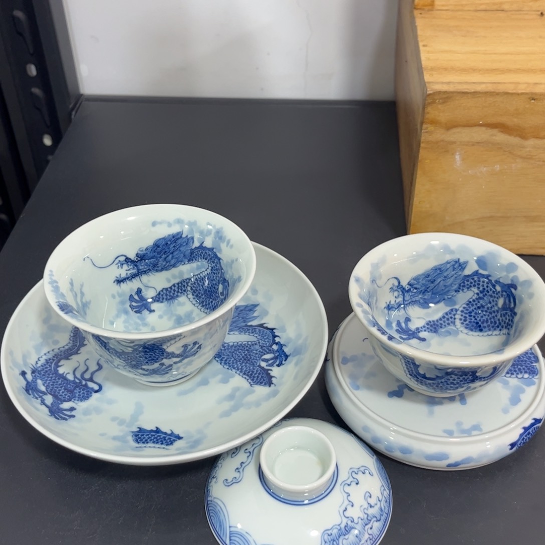 手绘仿清穿云龙四件套