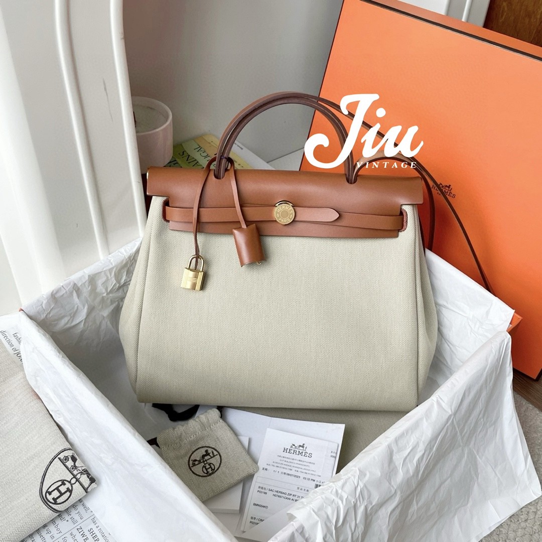 99新 Hermes/爱马仕 冰川白herbag31闲置BJM12-1422