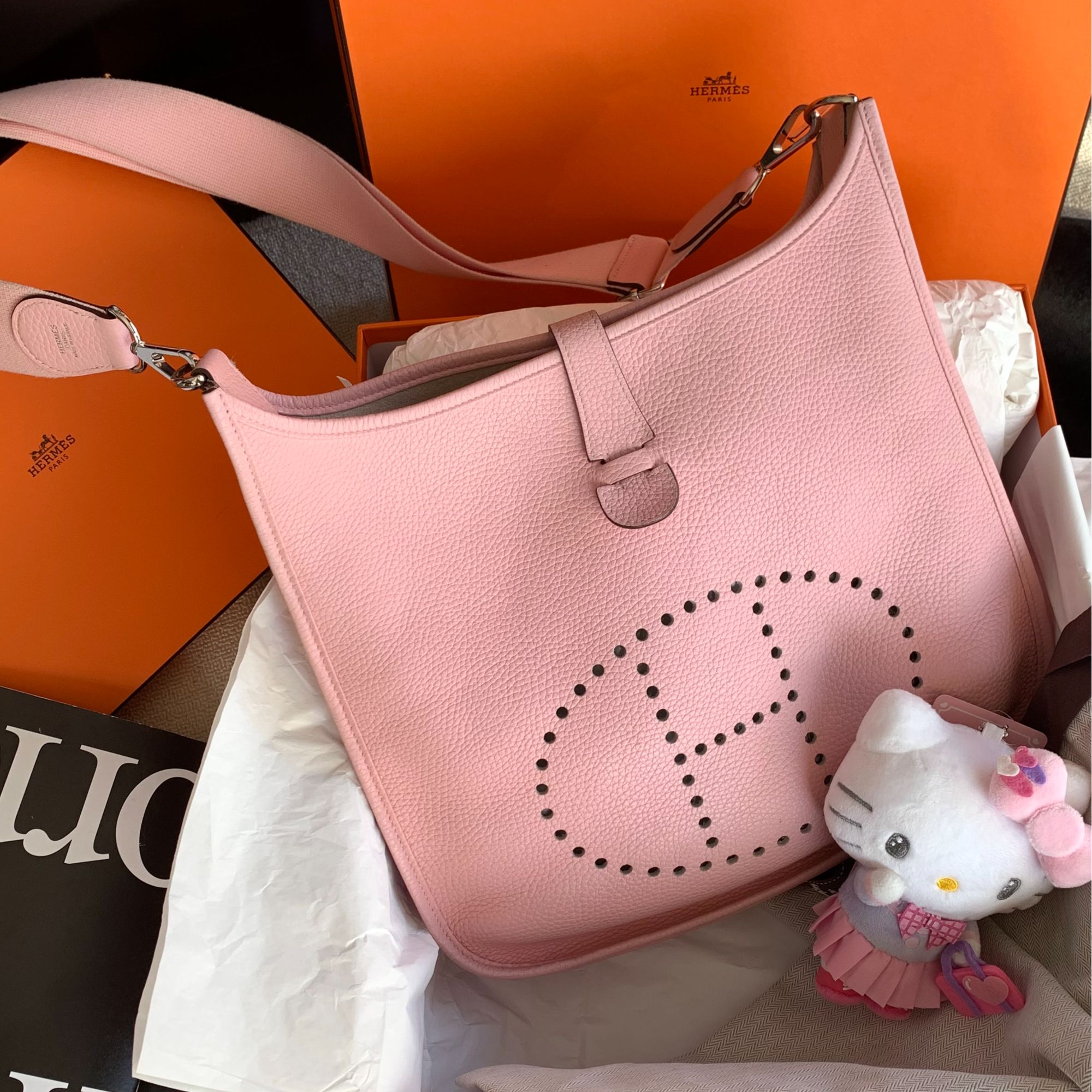 95新 Hermes/爱马仕 24期3Q樱花粉伊芙琳31包 18161881