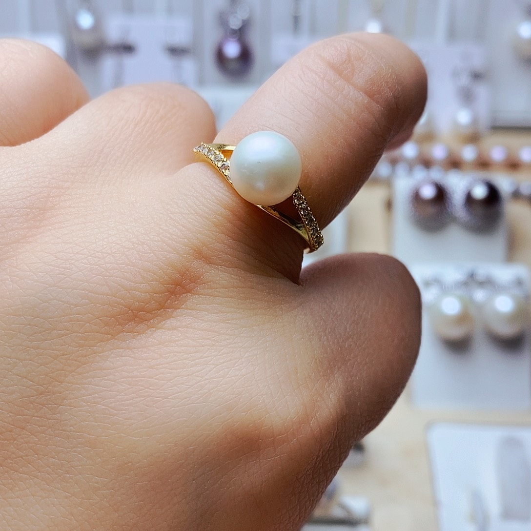 淡水珍珠戒指合金
