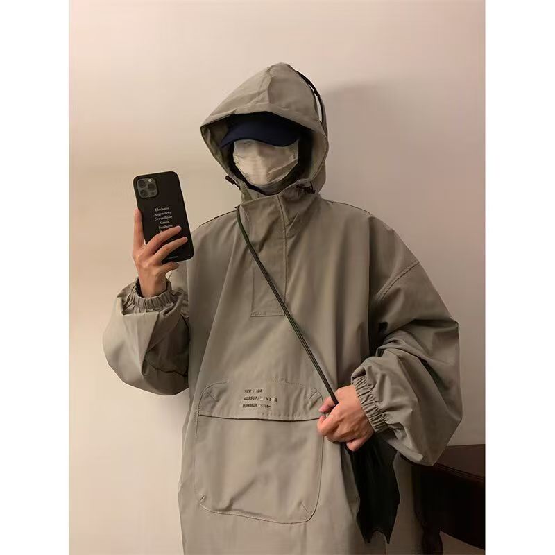 半拉链套头冲锋衣外套男春秋美式机能风工装卫衣日系cityboy夹克