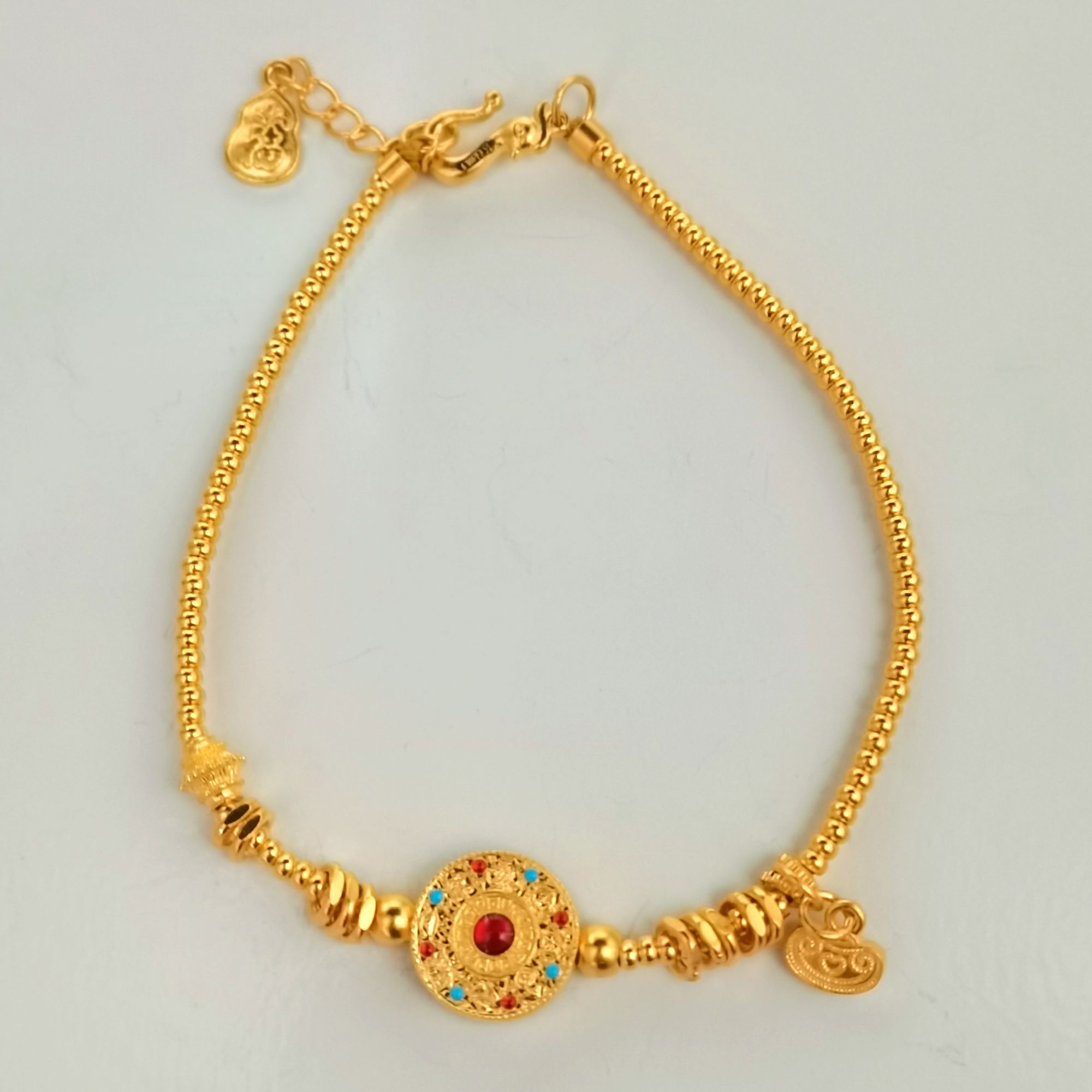 【优豪】珐琅八宝碎金手链轻奢黄金链子精致黄金手链