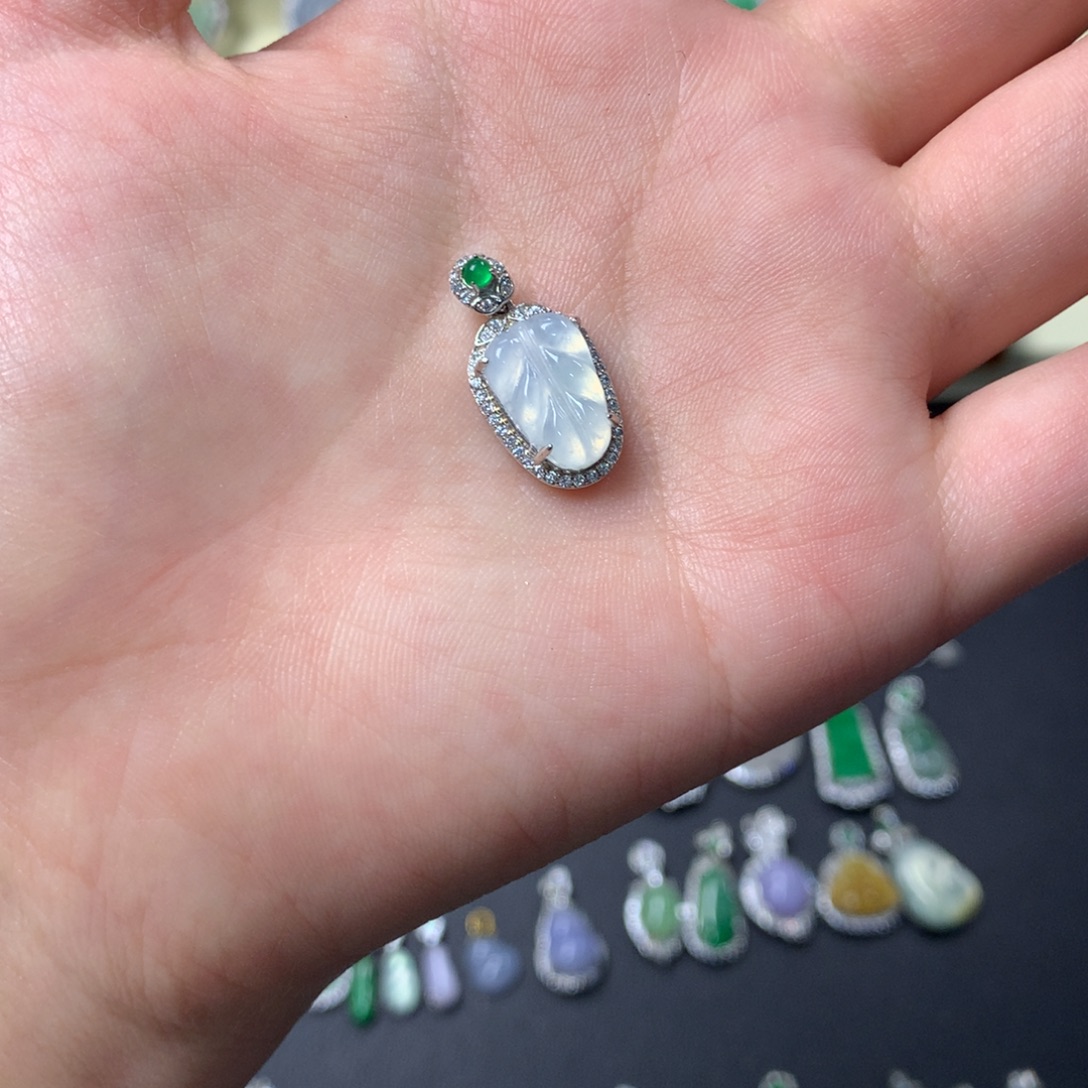 翡翠银S925镶嵌挂件