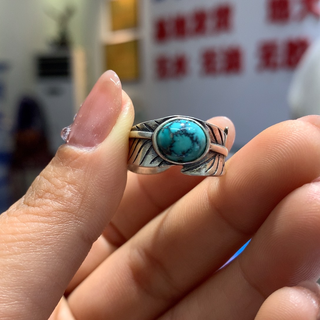 绿松石戒指银S925镶嵌