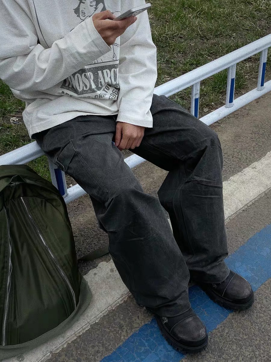 这条确实帅！水波纹戏水伞兵裤宽松阔腿 男女同款（微瑕）