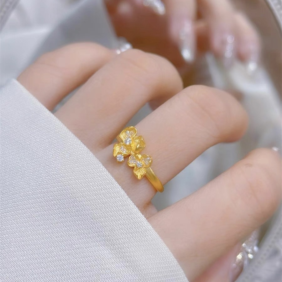 铜合金戒指 新中式不掉色鸢尾花戒指甜美设计鸢景常在高级感指环