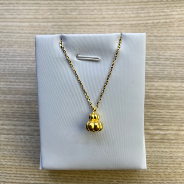 纯万福足金999黄金5g工艺南瓜福葫芦套链 黄金吊坠项链按克卖