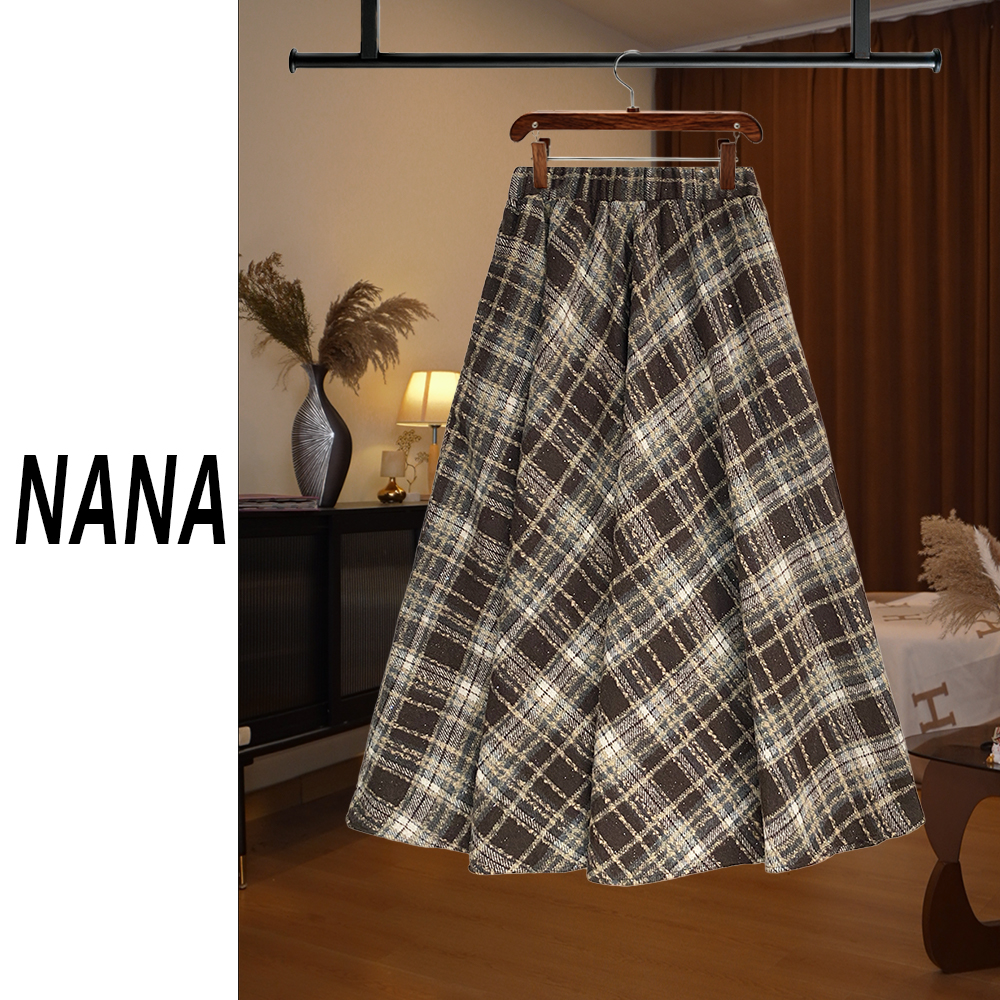 【NANA专属】2025新款复古洒银半裙2025秋冬减龄大摆褶皱长裙D8065