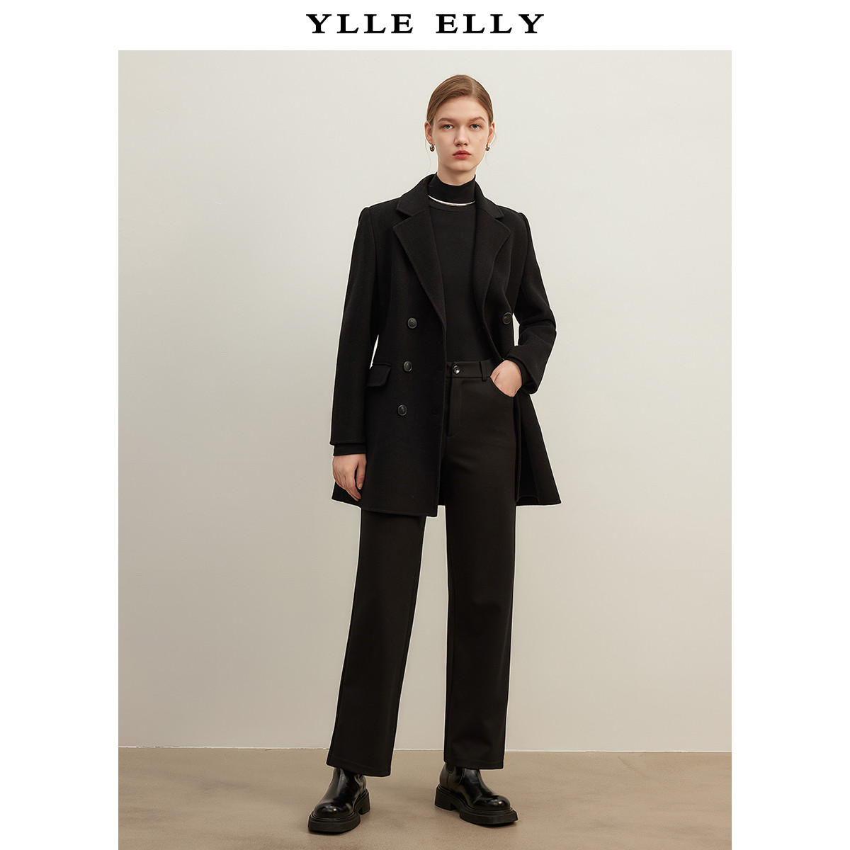 【粉丝专属】时尚气质大衣女冬简约翻驳领通勤中长款毛呢外套