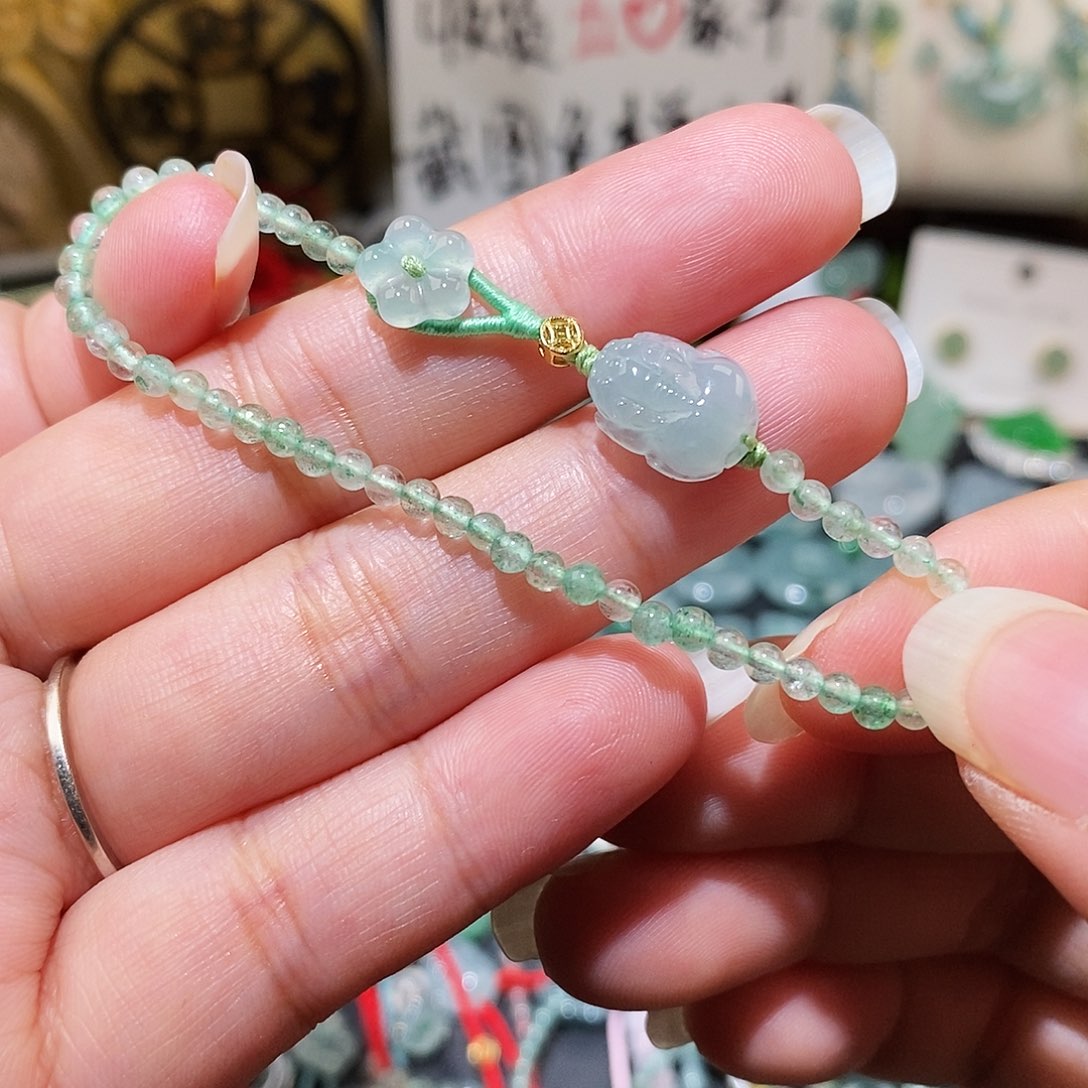 翡翠未镶嵌颈饰貔貅小花手链16