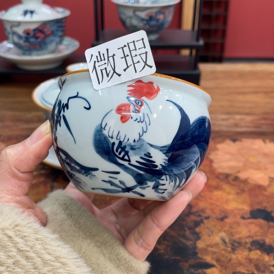 微瑕纯手绘釉下彩