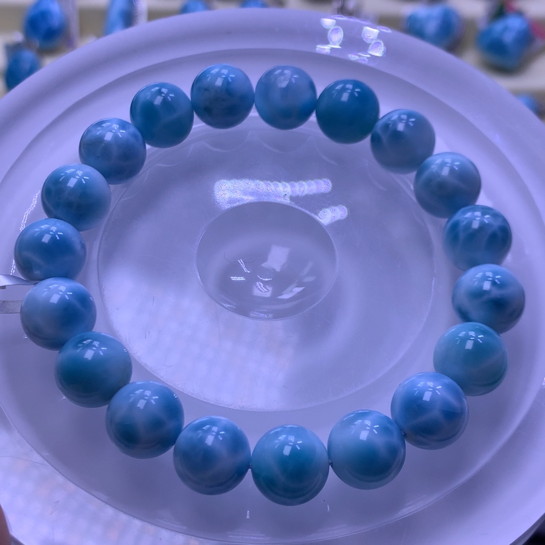 针钠钙石（海纹石）未镶嵌手串10+手串色差略异