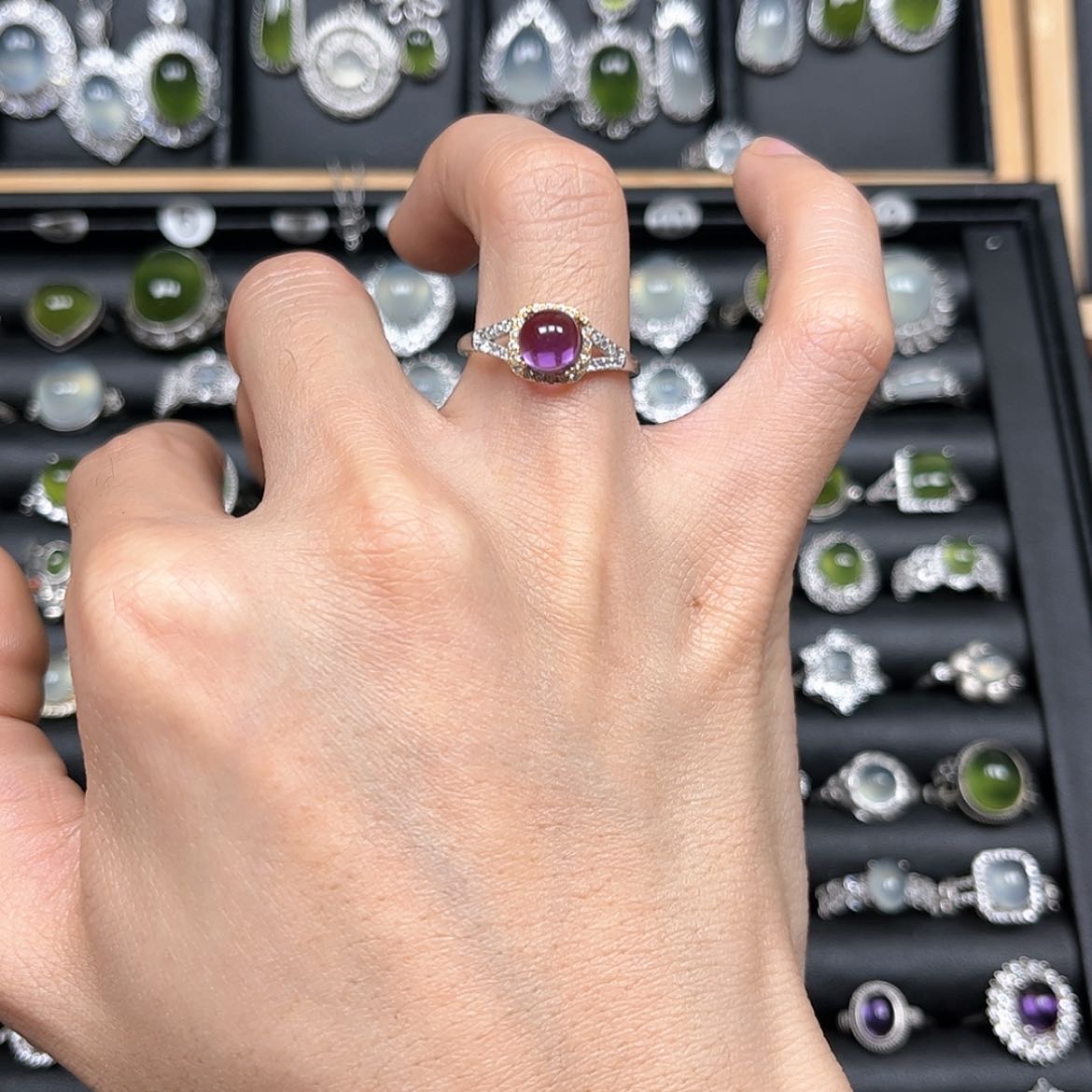 【闪购商品】紫晶戒指银S925镶嵌?水晶