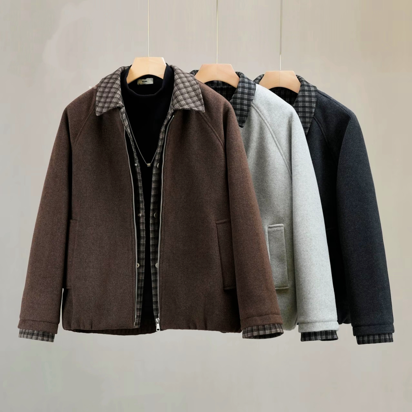 【加棉加厚 抗寒保暖】秋冬男款假两件拼接潮流宽松夹克外套帅气款