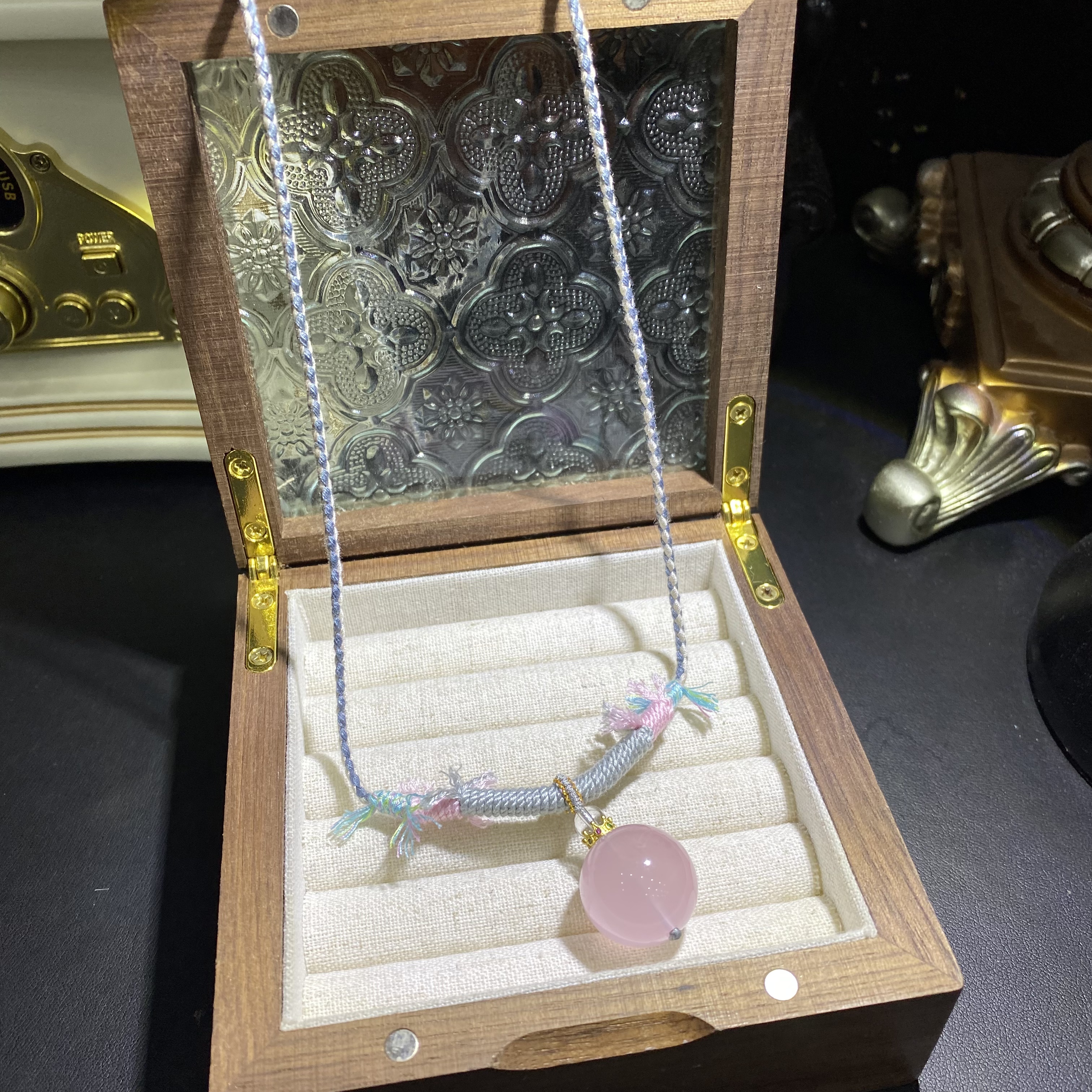 X1207-天然粉水晶吊坠项链-多样性发其一