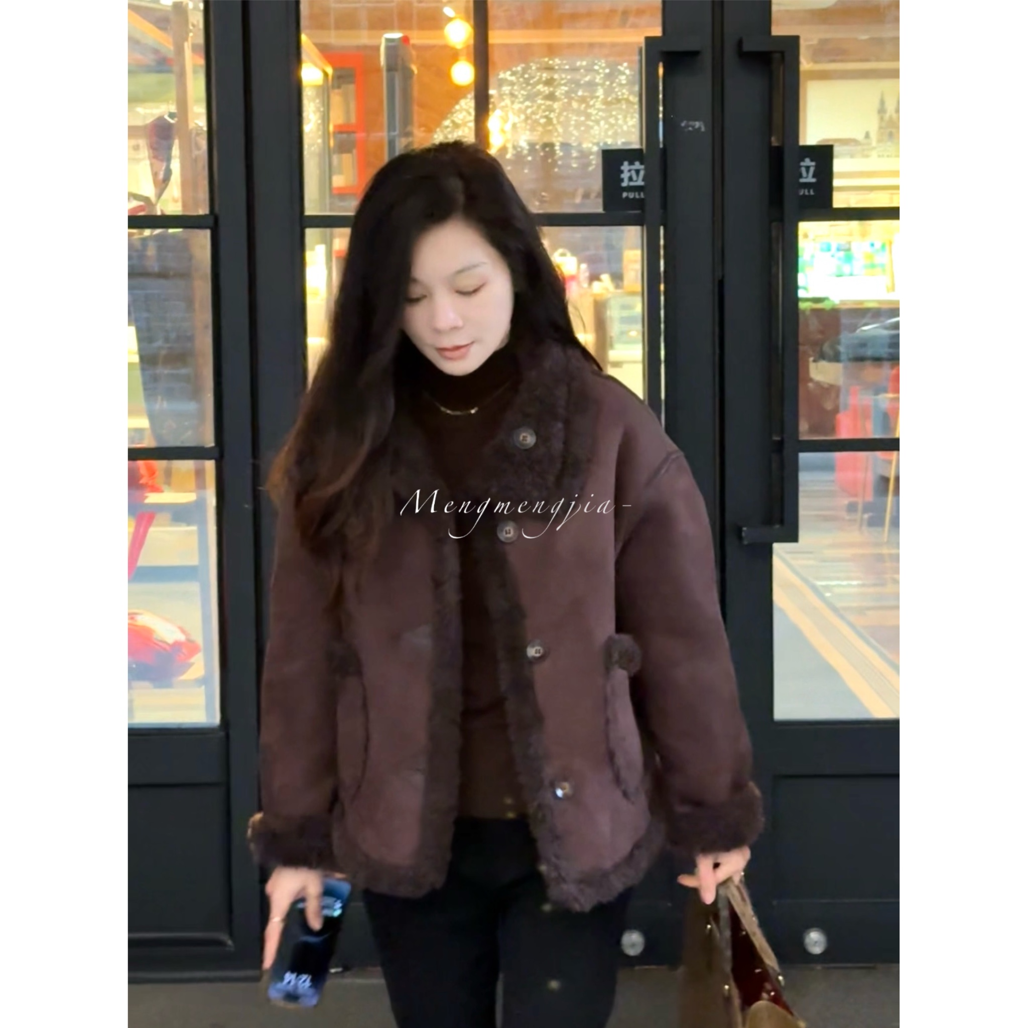 【梦总专属2】时尚韩版羊毛外套立领双面穿秋冬新加厚保暖外套上衣