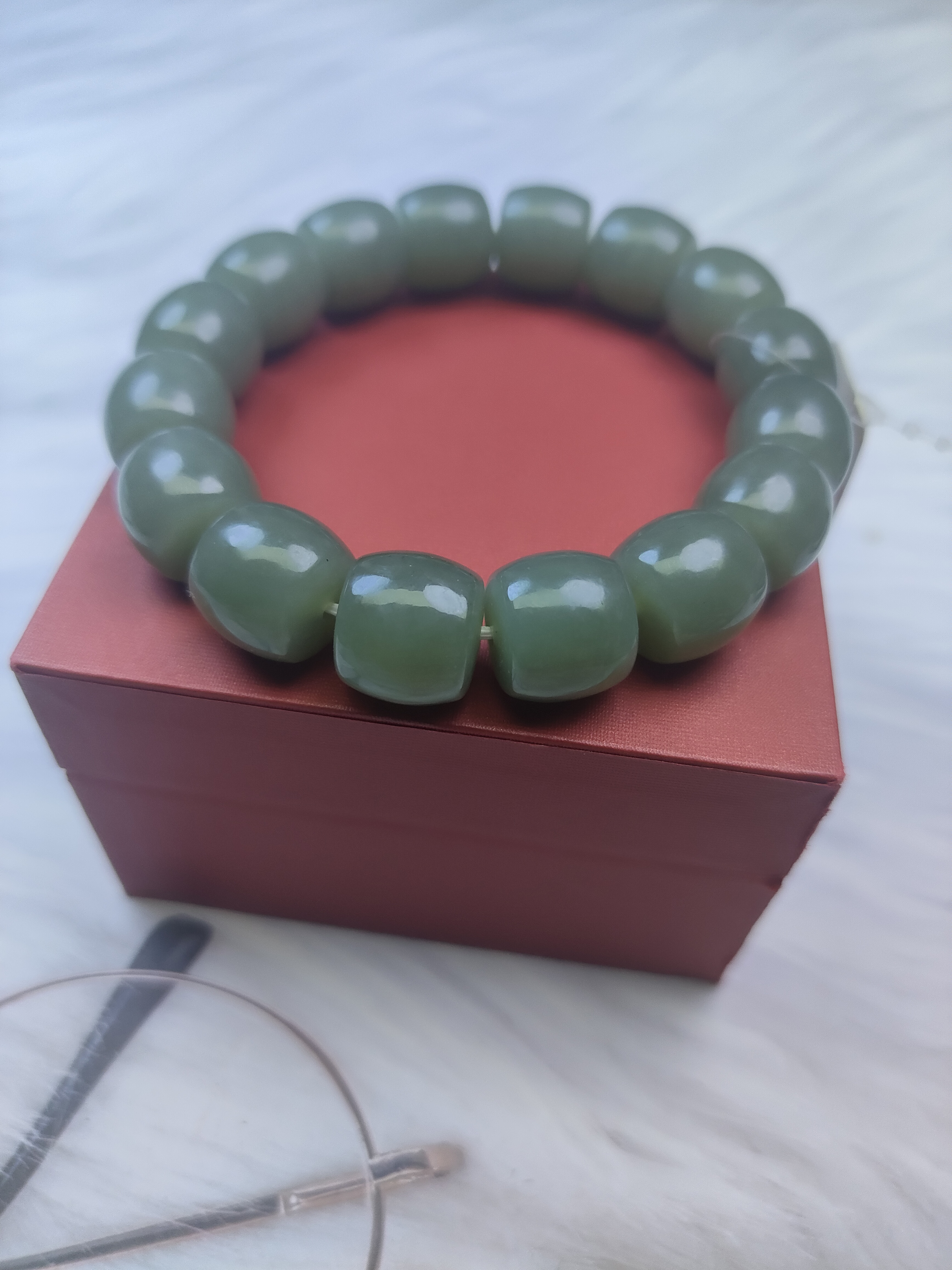 天然和田玉新疆料且末蓝直切14mm手串手链