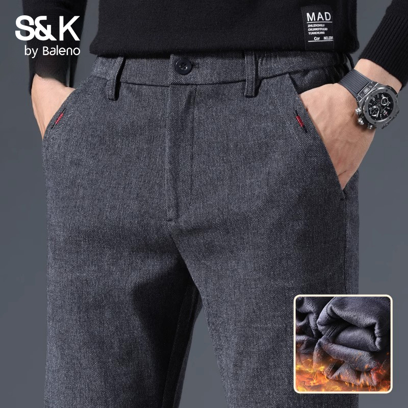 班尼路S&K休闲裤男士秋冬款宽松直筒冬季2025新款加绒加厚长裤子