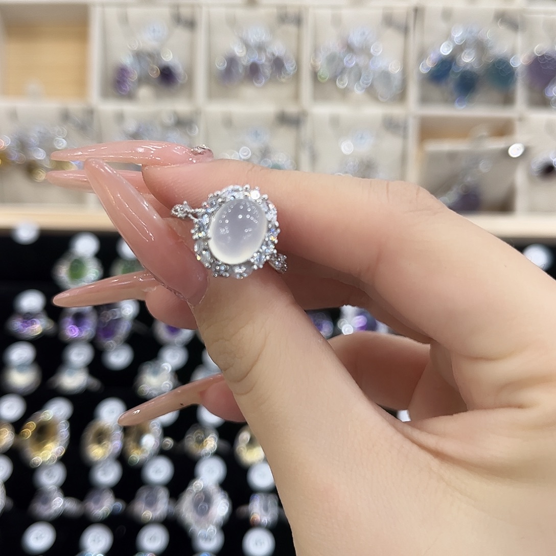 *****岫玉银S925镶嵌戒指