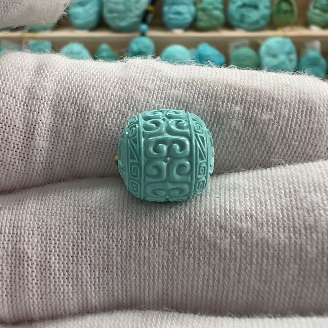 未镶嵌绿松石回纹珠10.7x11mm