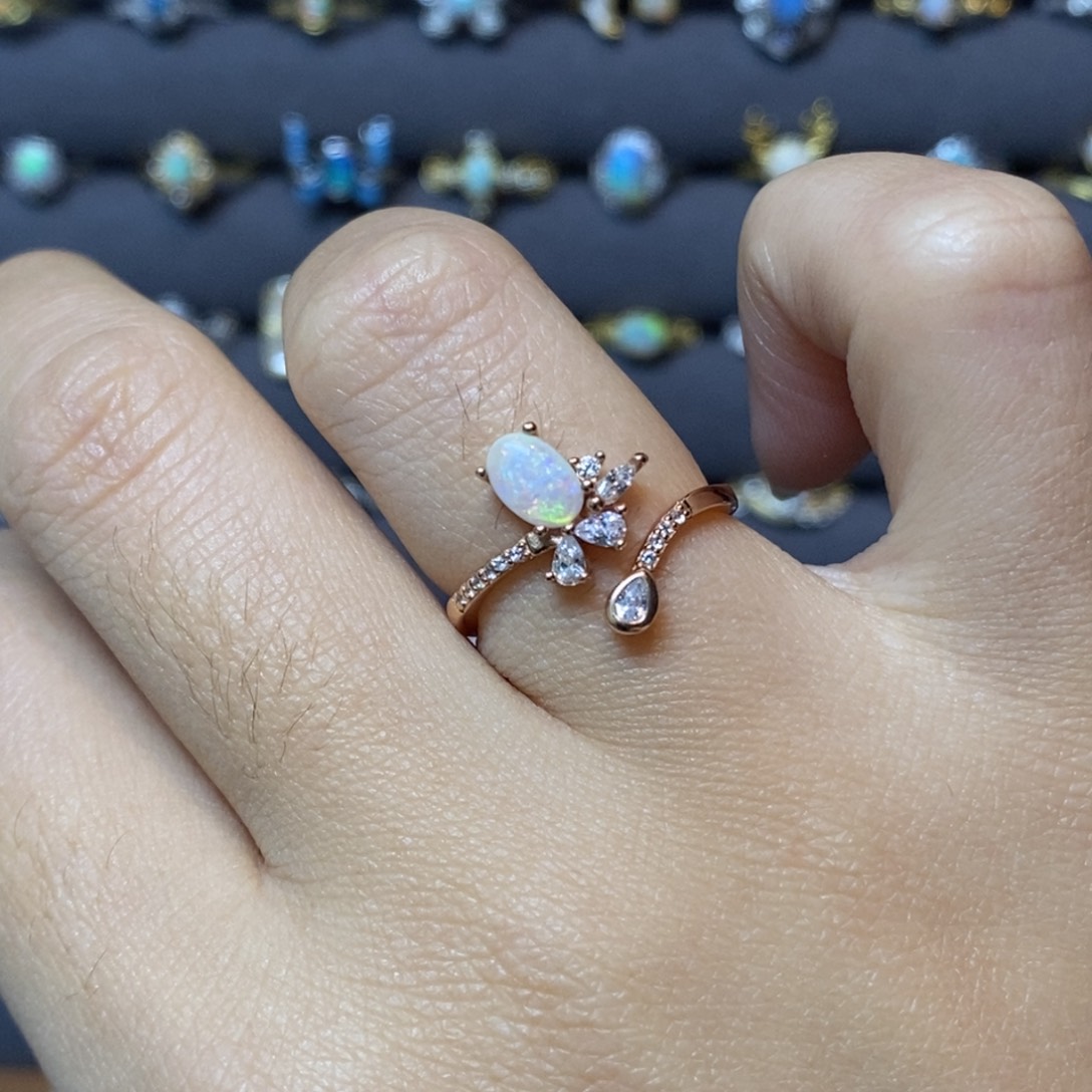 欧泊珠宝奇石银S925镶嵌戒指